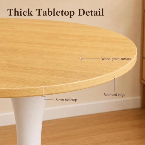 RIXNOMA Round Conference Table with Wooden Base, Modern Compact Office Table for Small Meeting Rooms, Business Meetings, and Office Conference Rooms