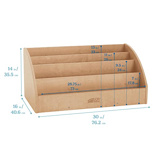 ECR4Kids 4-Shelf Toddler Book Display, Wooden Bookshelf, 30in W, Natural