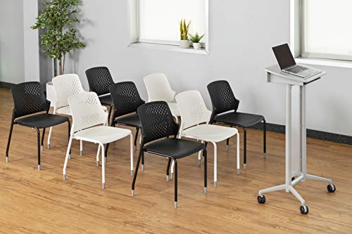 Safco Next Stacking Chairs, (Qty. 4), White, 20.1" D x 19.75" W x 32.25" H