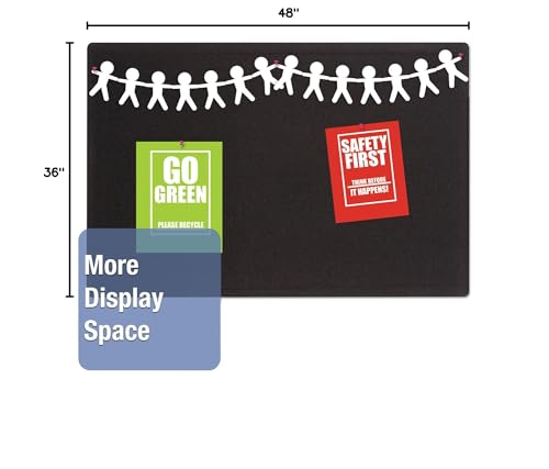 Quartet 7684BK Fabric Bulletin Board, Frameless,w/Hardware, 4-Ft x3-Ft, Black