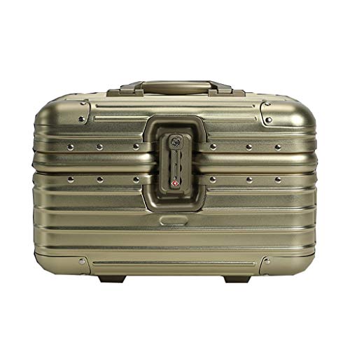 Baggage Makeup Train Case,Briefcase Lockable File Storage Chest,Aluminum File Box,for Wallets File Box，Portable Travel，Girl Makeup Storage Box (Color : Green)