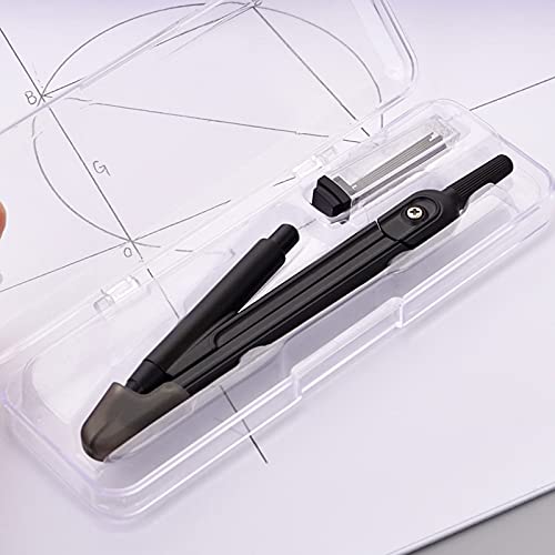 J3DFGFLR Compasses 2 Pcs Compass Set Geometry Kit for Math Geometry with Shatterproof Storage Box and Lead Refills Black Technical Drawing Supplies (Size : Two Pieces) ()