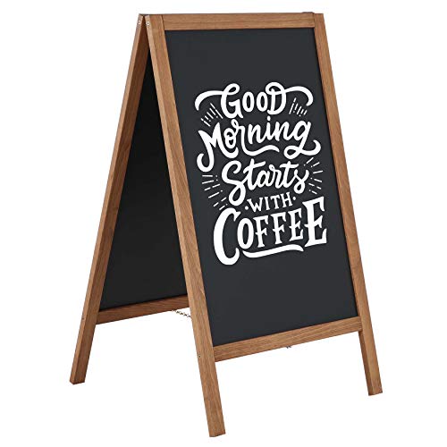 M&T Displays Rustic Dark Wood Double Sided Sandwich Board Floor Standing Folding Advertising Magnetic Chalkboard Signs Sidewalk Restaurant Menu Board for Outdoor 18.10x26.5 Inches