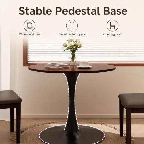 RIXNOMA Round Conference Table, Wooden Meeting Room Table with Thickened Top and Wood Base for Office Conference Rooms, Small Office Spaces, and Boardroom Meetings