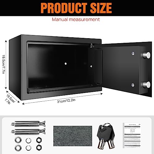 TBLOTYD Electronic Digital Safe Box Volume for Home Hotel Security with 2 Locking Bolts/Black/Gray 8.5L ，Black-Black 8.5L