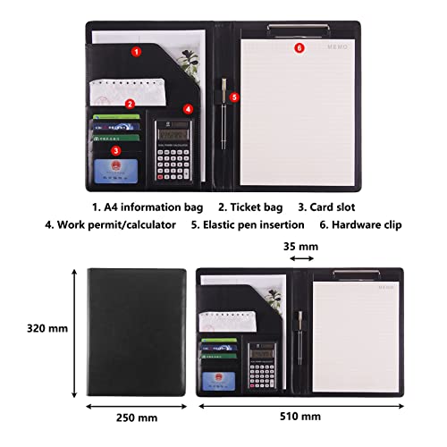 Padfolio Organizer Binder,portfolio, A4 Padfolio Portfolio Case Portfolio Folder Binder Organizer Folder Business Folder Notepad Folder with PU Leather Folder Writing Pad Gift Resume Portfolio for Wom