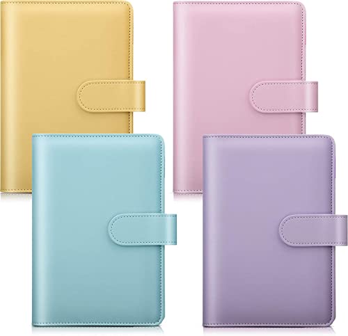 ONMYJFD 4 Pieces A6 Notebook Binder Cover, Refillable 6 Planner Journal Organizers with Magnetic Buckle Closure for Filler Paper(Black)