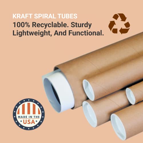 AVIDITI Mailing Tubes with Caps, 4"L x 60"W, 12-Pack | Cardboard Tube Mailer for Poster Box, Blueprint, Teachers, Artwork, Long Art Holder 4x60