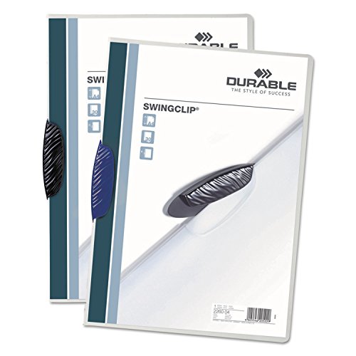 Durable Swingclip Polypropylene Report Cover, Letter Size, Clear/Dark Blue Clip, 25 per Box (226307)