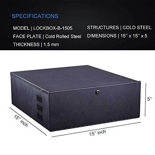 Kenuco White Heavy Duty 16 Gauge Steel DVR Security Lockbox with Fan (BK 15'' X 14.86'' X 4.96'')