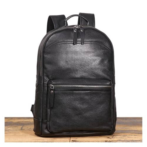 ROROR Retro Leather Mens Backpack Cowhide Casual Travel Backpack For Men Business Computer Bag(Black)