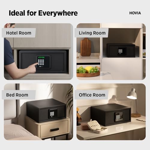 Hotel Safe 1.1 Cubic Feet Home Safe with Digital Keypad,Hotel & Home Dual-Use Safe with Audit Function,Administrator Password,Security Lock Box for Laptop,Jewelry,Watch (Black,Digital Code)
