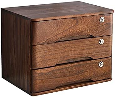GFSGHZZ Lockable Desktop Storage Box - Wooden A4 Nizer for Office Supplies Flat File Cabinet with Drawers for Receipts & Documents Elegant Desktop Nizer Solution,E-3 Drawers