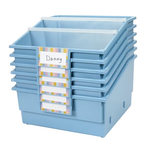 Really Good Stuff Picture Book Classroom Library Bins with Dividers, 6-Pack
