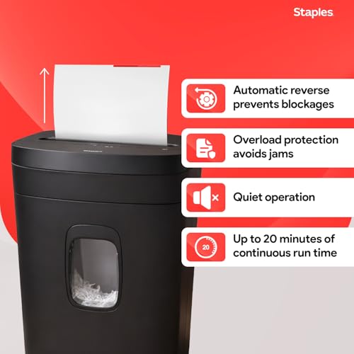 Staples 12-Sheet Micro-Cut Paper Shredder, High-Security, Anti-Jam, Black