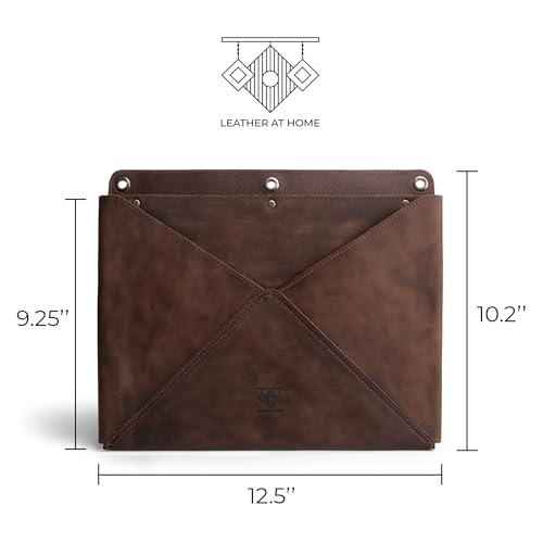Leather At Home Wall File Organizer, Leather Wall Organizer for Office, Hanging Wall File Holder/Mail Organizer, Stylish Leather Folder for Wall, Office Wall Mounted File Organizer, Wall Hanging File