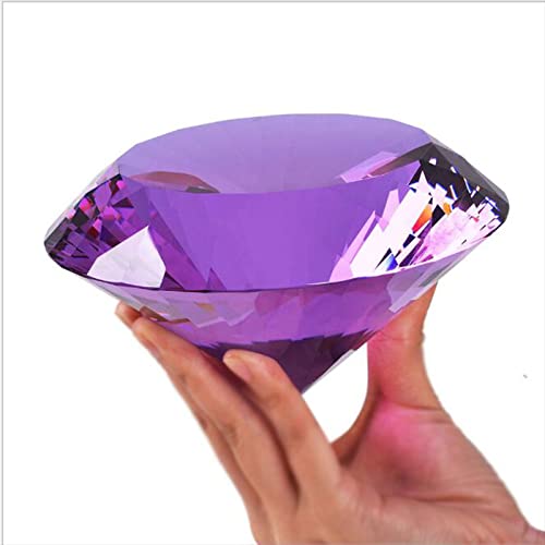 Huge Color Crystal Diamond Paperweight Quartz Crafts Home Wedding Party Decoration Ornaments Figurines Glass Miniature Gifts,Purple,120mm