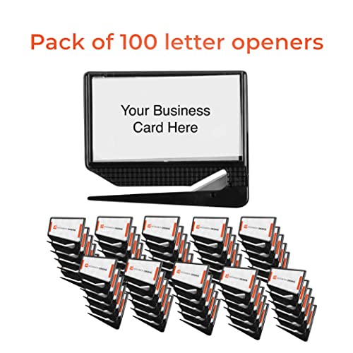 Promotional Business Card Letter Openers, Black, 100 Pack