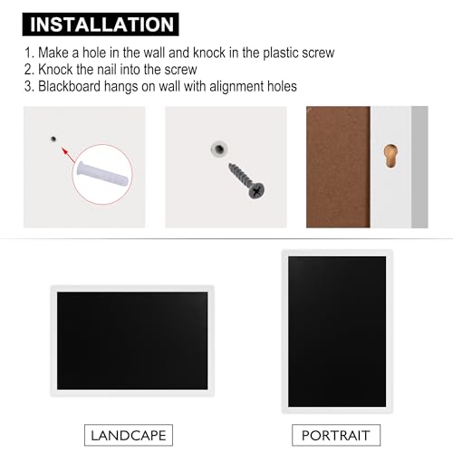 Board2by Rustic Wood Framed Magnetic Chalkboard 24 x 36, Large Hanging Chalk Board Sign for Kids, Non-Porous Wall Blackboard for Wedding Kitchen Restaurant Menu and Home with 4 Unique Magnets, White