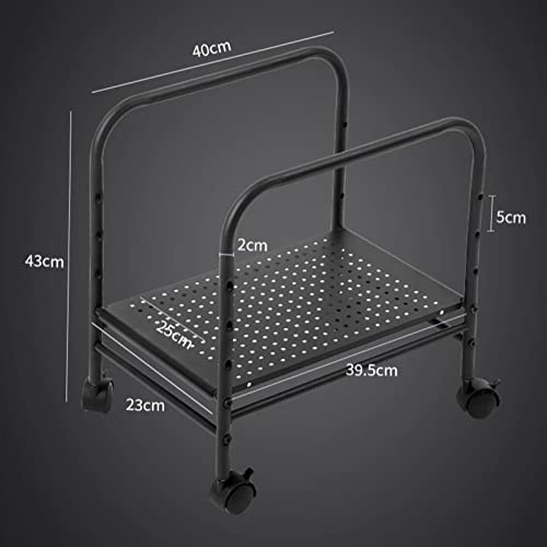 VHDY85KA Office PC Tower Stand CPU Holder, Adjustable Desktop PC Case Floor Stand, Mobile Rolling CPU Cart with 360°Locking Caster Wheels for Home Office (Black) Accessories