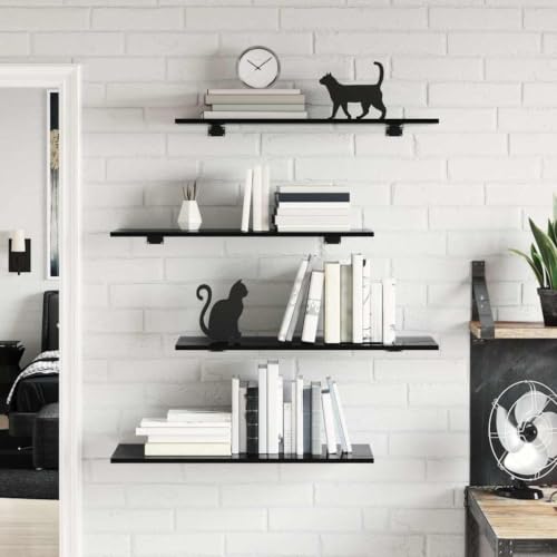 Bookshelf Boards 8 Pcs High Gloss Black 31.5x11.8x0.6 Inch Engineered Wood