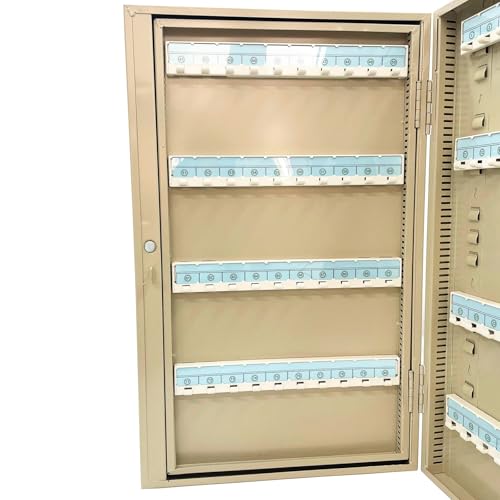 Yokoma 240 Position Key Cabinet Heavy-Duty Cold-Rolled Steel Wall Mount Key Organizer with 240 Key Cards & Numbered Hooks for Office,Hotel Beige