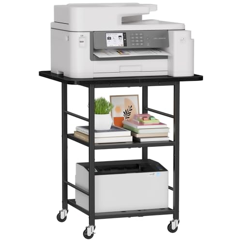 Snughome 3-Tier Printer Stand with Shelf，23.6" Large Rolling Printer Cart