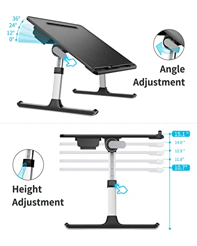 Laptop Lap Desk for Bed, SAIJI X-Large Adjustable Laptop Table