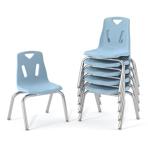 Berries Jonti-Craft 8146JC6131 Stacking Chairs with Chrome-Plated Legs, 16" Height, Coastal Blue, Pack of 6