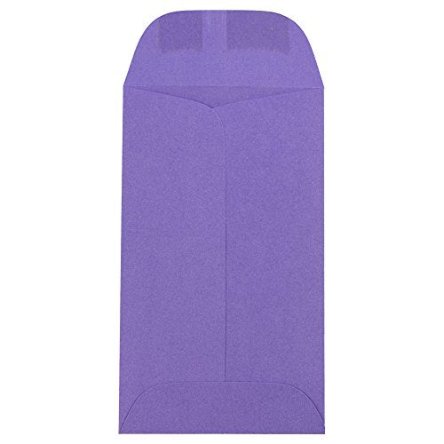 JAM PAPER #3 Coin Business Colored Envelopes - 2 1/2 x 4 1/4 - Violet Purple Recycled - Bulk 1000/Carton