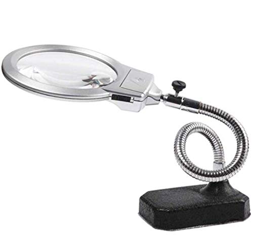 Magnifier, Desktop Magnifier Lamp with Led Light Led Magnifying Lamp Folding Magnifying Glass Desktop Lamp 2.25x 5X Magnification Adjustable Swivel Arm for Desk Workbench Task Craft