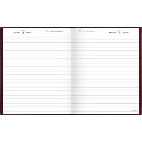2022 Diary by AT-A-GLANCE, Standard Daily Diary, 7-1/2" x 9-1/2", Medium, Red (SD37413)