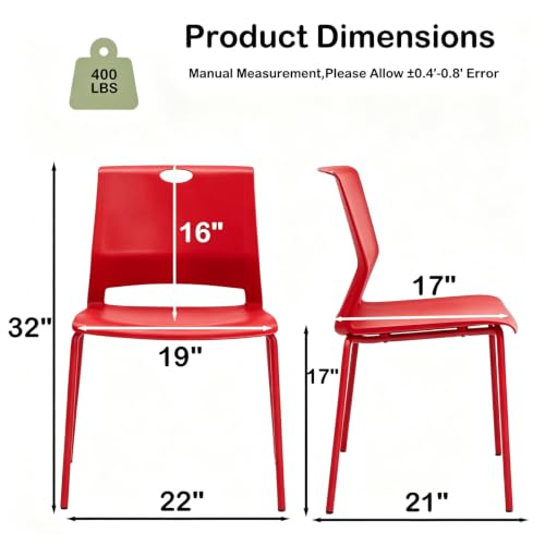 Red Stacking Conference Guest Chairs Set of 4, stackable Waiting Breakroom
