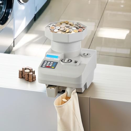 VEVOR High Speed Coin Counter, Professional Coin Sorter with Anti-Jam Tech, 1300 Coins/Min Counting Speed, 11000 Coins Hopper Capacity, Suitable for International Coins and Tokens