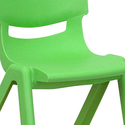 EMMA + OLIVER Green Plastic Stackable School Chair, 12" Seat, 4-Pack
