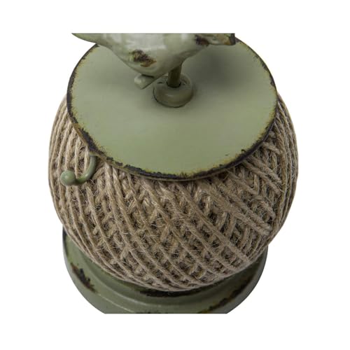 SOFFEE DESIGN Vintage Jute Twine Spool with Scissors Holder Set for Garden Farmhouse Kitchen Antique Twine and Scissors Set Green Birds