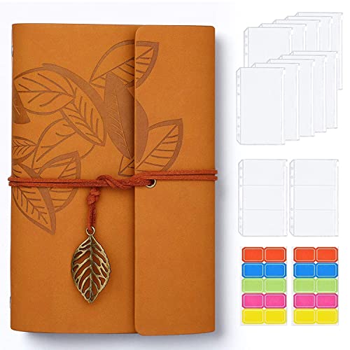 A6 PU Leather Binder Budget Cover with 10Pcs Binder Pockets/2Pcs Binder Cards/2 Label Stickers for Cash Envelopes Card Storage (Color : A) (D)