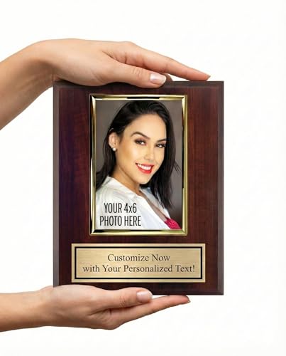 Awards4U Personalized 8x10 Photo Plaque with 4x6 Vertical Picture Holder | Custom Text Included | Gold Frame Photo Holder