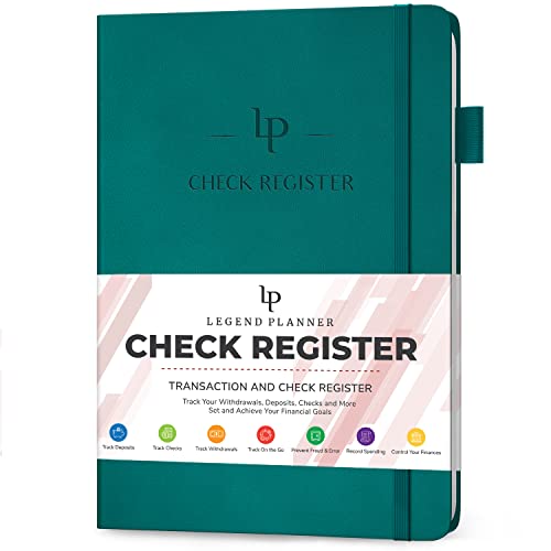 Legend Check Register for Personal Checkbook, Ledger Book, Dark Teal