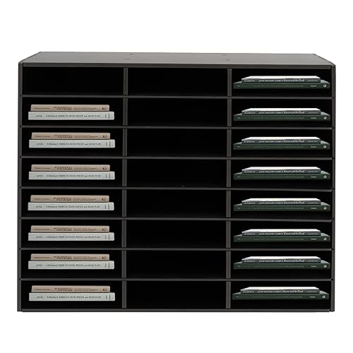 Classroom Mailbox Organizer 24-Slots, Thickened PVC Panel Literature Organizer 132lb Load Capacity, Student Teacher Mailboxes Organizer for Classroom Office (Black)