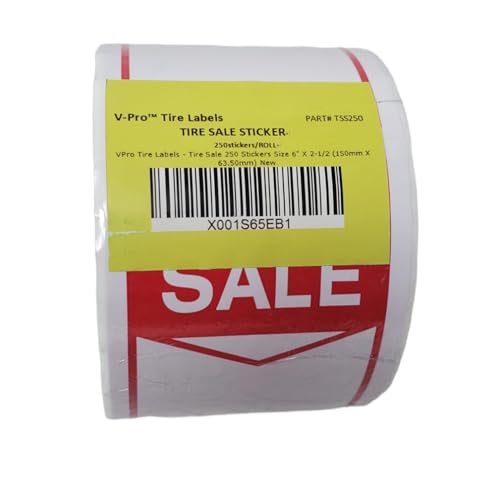 Tire Labels - Tire Sale 250 Stickers Size 6" X 2-1/2" (150mm X 63.50mm) (5)