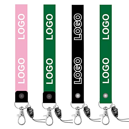 CTZD 50 PACK Customized Personalized short lanyards wristband custom of your own Name Logo Image with Metal clip