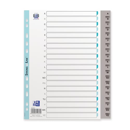 OXFORD 25 Packs of Alphabetic Dividers A4XL 20 Positions Opaque Polypropylene Thickness 12/100 Grey