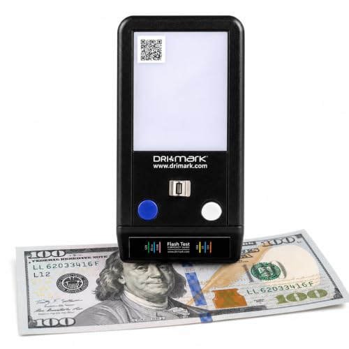 Dri Mark Flash Test Counterfeit Bill Detector, 3 Easy Tests in One Small Device, Watermark, Ink, Security Strip, Fast and Accurate Money Checker, Fake Currency Detection Machine, Maintenance Free