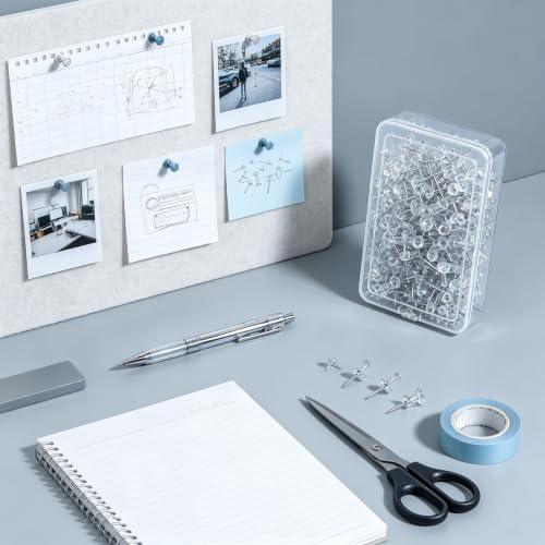 Push Pins 2000 Count,Standard Transparent Thumb Tacks Steel Point