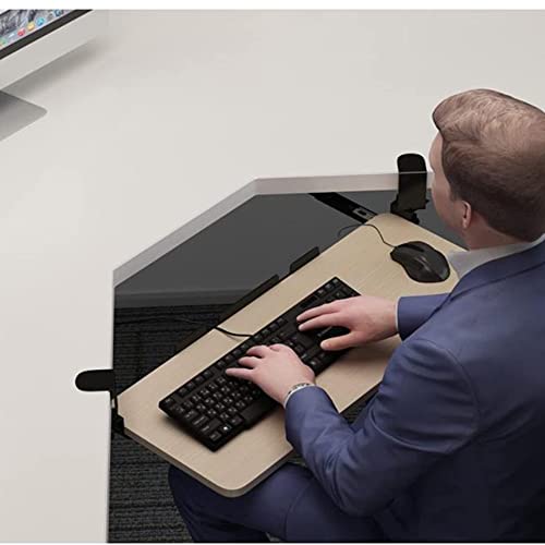 FKHFTI Keyboard Drawer with C Clamp Rotating Keyboard Tray Under Desk Ergonomic Mouse Keyboard Extender Platform 21Inch 26Inch Keyboard Stand-Easy Install/White/65Cm (Black 52Cm)