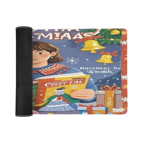 Watch Christmas Locked Edge Desk Mat & Mouse Pad Premium Rubber Desk Protector Large Size for Laptop/Keyboard Multi-Size Optional for Home Office Internet Cafe