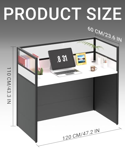 1 person Office Cubicle Desk w/Mute Privacy panels, Computer Cubicle ,Black