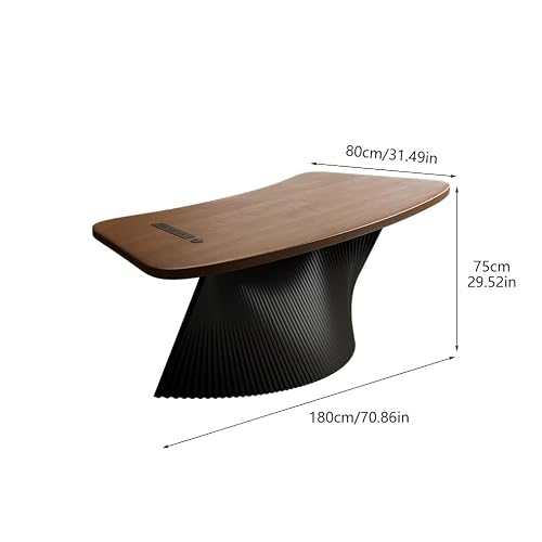 LINKIO Home Office Desks Single Boss Office Workbench, Curved Simple Business Solid Wood Study Table, Black Table Legs Modern Furniture Computer Table Desk(180x80x75cm)