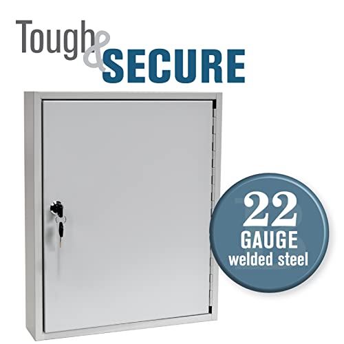 BankSupplies STEELMASTER 110 Key Cabinet Single Lock Key Box Welded Steel Scratch Resistant with Numbered Write-On Key Tags for Easy Identification 14W x 17H Inches